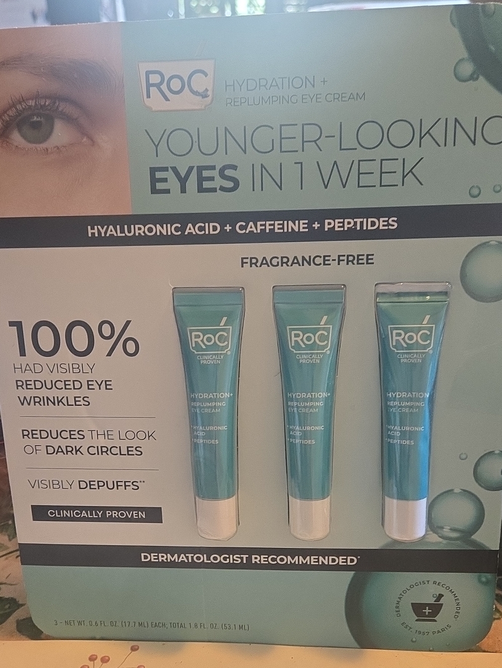 RoC Hydration+ Replumping Eye Cream (Teal) - Hydrating Eye Treatment